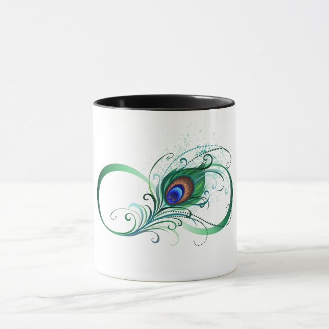 Infinity Symbol with Peacock Feather Mug (Center)