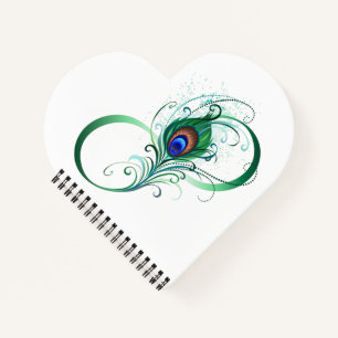 Infinity Symbol with Peacock Feather Notebook