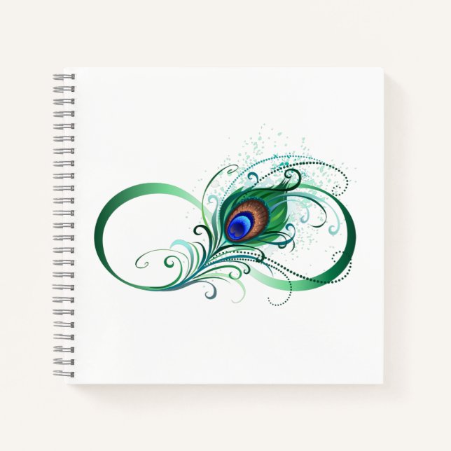 Infinity Symbol with Peacock Feather Notebook (Front)