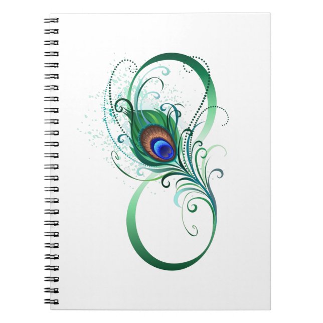Infinity Symbol with Peacock Feather Notebook (Front)