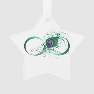 Infinity Symbol with Peacock Feather Ornament