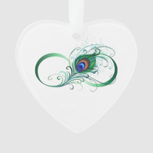 Infinity Symbol with Peacock Feather Ornament