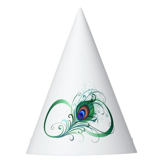 Infinity Symbol with Peacock Feather Party Hat (Front)