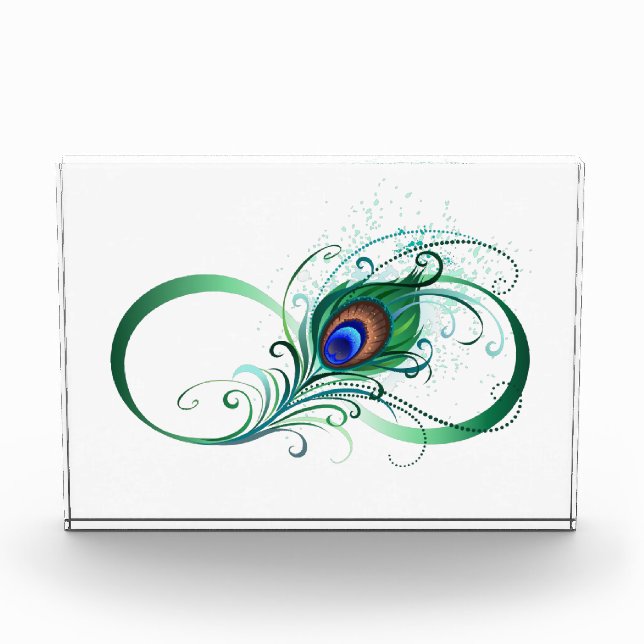 Infinity Symbol with Peacock Feather Photo Block (Front)