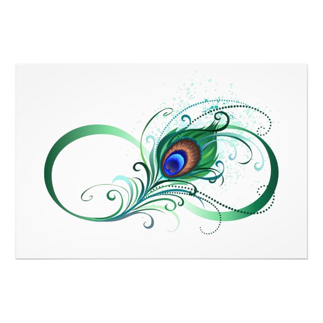 Infinity Symbol with Peacock Feather Photo Print (Front)