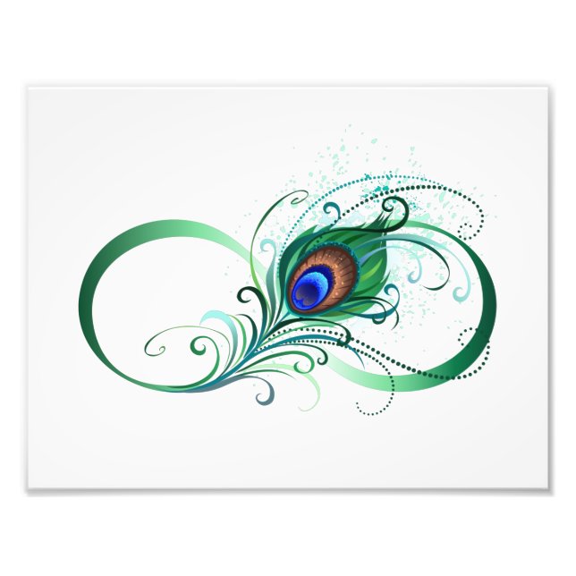 Infinity Symbol with Peacock Feather Photo Print (Front)