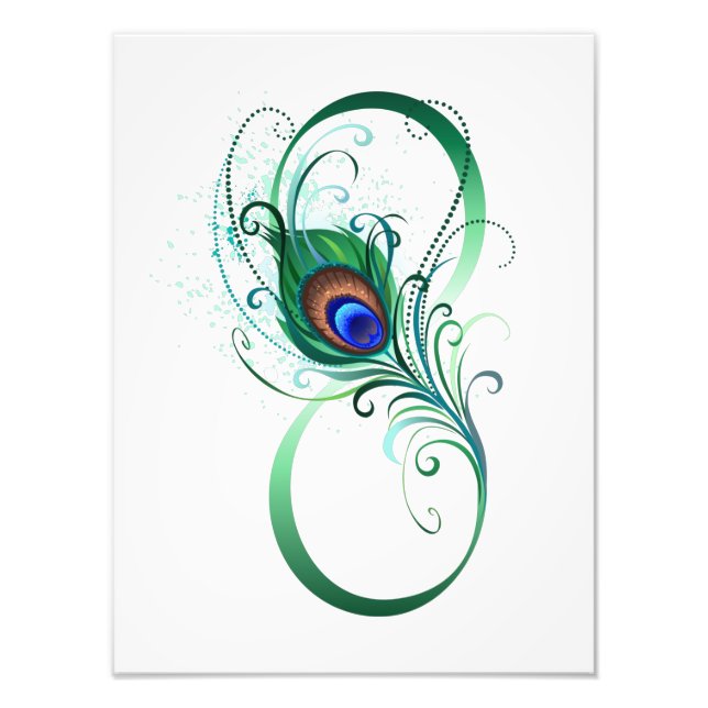 Infinity Symbol with Peacock Feather Photo Print (Front)