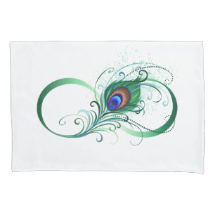 Infinity Symbol with Peacock Feather Pillowcase