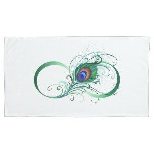 Infinity Symbol with Peacock Feather Pillowcase