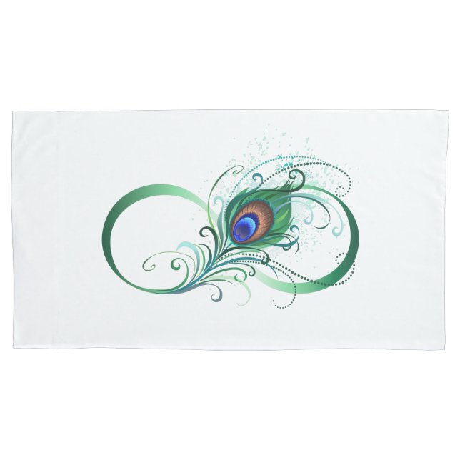 Infinity Symbol with Peacock Feather Pillowcase (Front)
