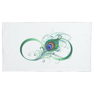Infinity Symbol with Peacock Feather Pillowcase