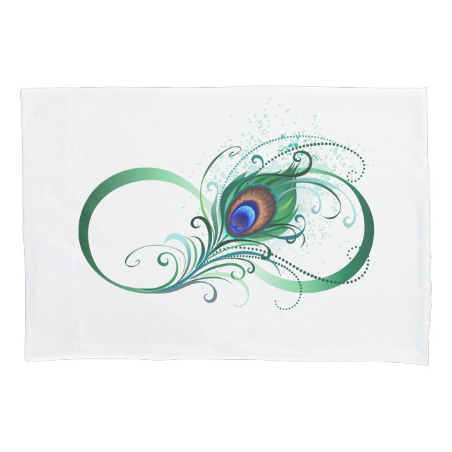 Infinity Symbol with Peacock Feather Pillowcase (Front)