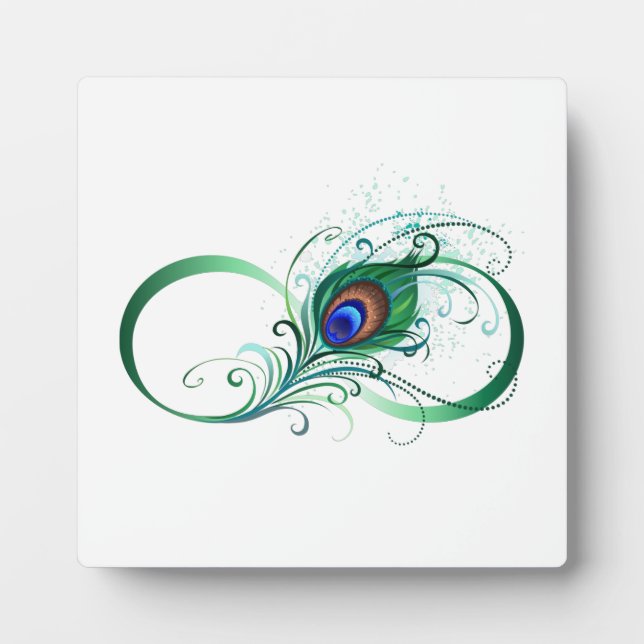Infinity Symbol with Peacock Feather Plaque (Front)