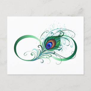 Infinity Symbol with Peacock Feather Postcard