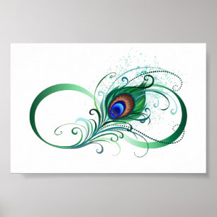 Infinity Symbol with Peacock Feather Poster