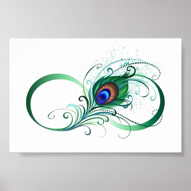 Infinity Symbol with Peacock Feather Poster (Front)
