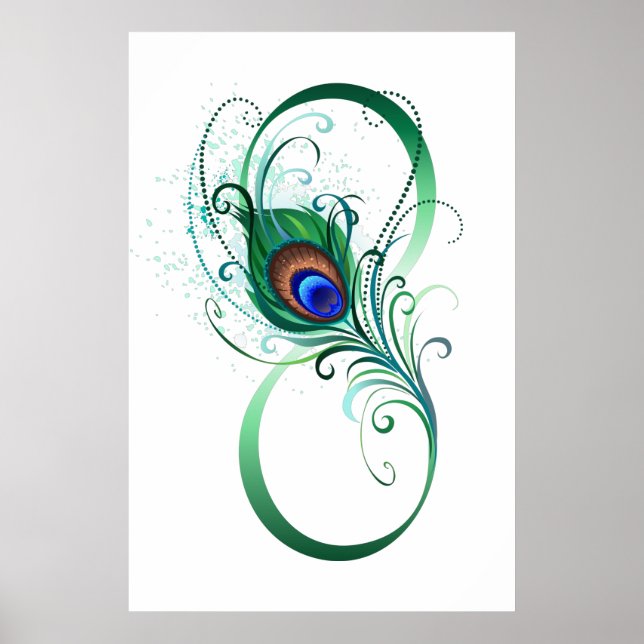 Infinity Symbol with Peacock Feather Poster (Front)