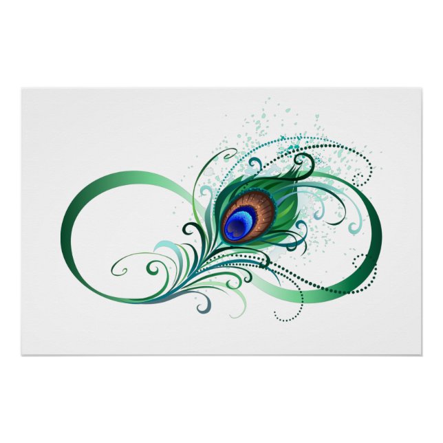 Infinity Symbol with Peacock Feather Poster (Front)