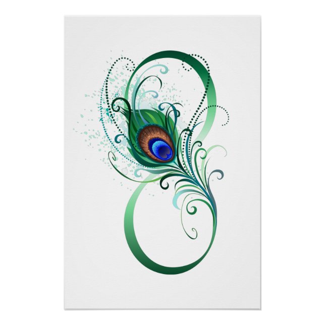 Infinity Symbol with Peacock Feather Poster (Front)