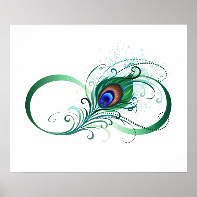 Infinity Symbol with Peacock Feather Poster (Front)