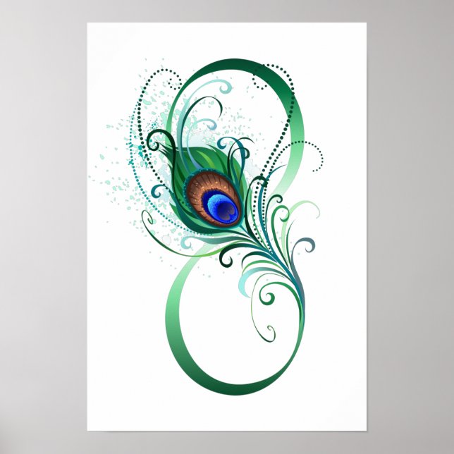 Infinity Symbol with Peacock Feather Poster (Front)