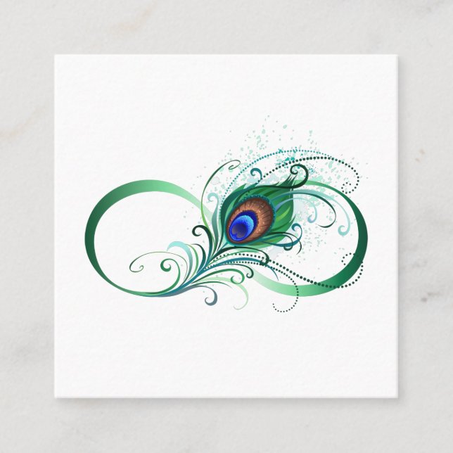 Infinity Symbol with Peacock Feather Referral Card (Front)