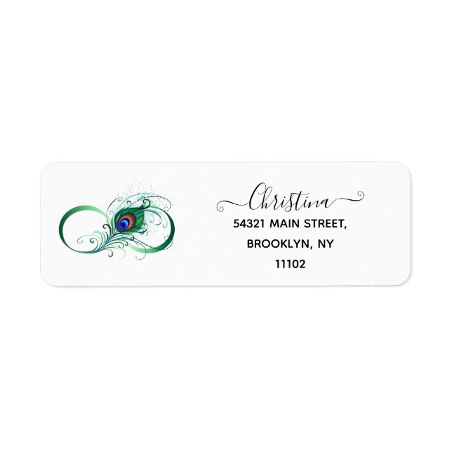 Infinity Symbol with Peacock Feather Return Address Label (Front)