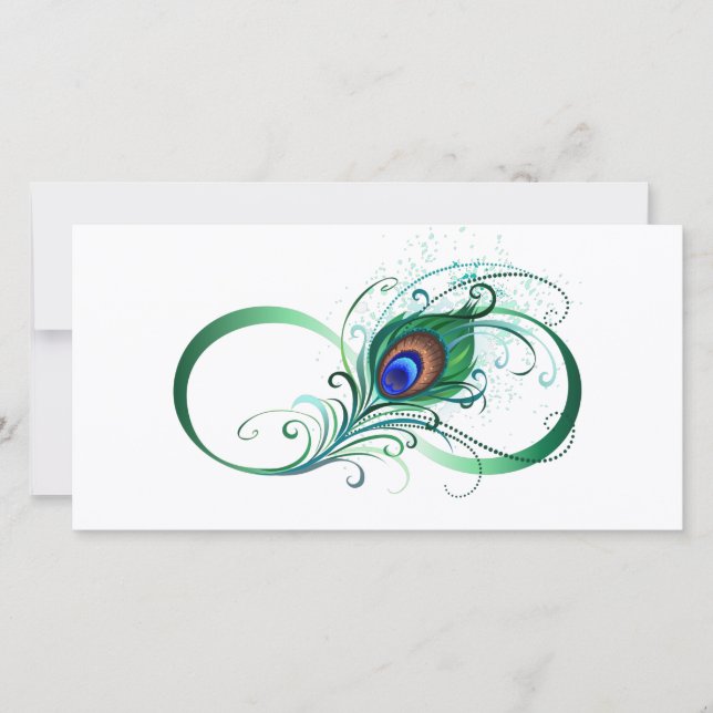 Infinity Symbol with Peacock Feather Save The Date (Front)