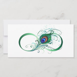 Infinity Symbol with Peacock Feather Save The Date