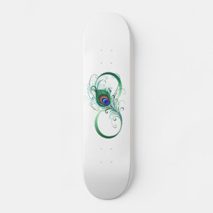 Infinity Symbol with Peacock Feather Skateboard