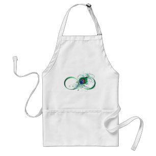Infinity Symbol with Peacock Feather Standard Apron