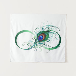 Infinity Symbol with Peacock Feather Tapestry