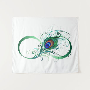 Infinity Symbol with Peacock Feather Tapestry