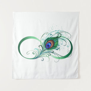 Infinity Symbol with Peacock Feather Tapestry
