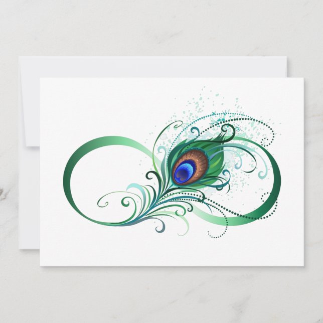 Infinity Symbol with Peacock Feather Thank You Card (Front)
