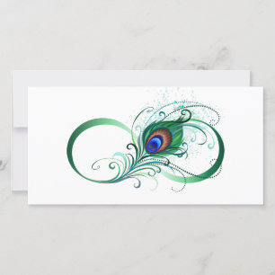 Infinity Symbol with Peacock Feather Thank You Card