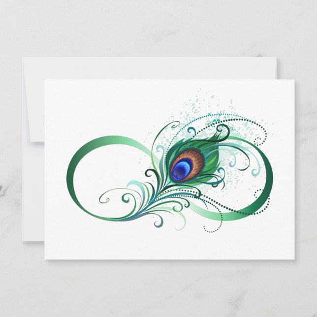 Infinity Symbol with Peacock Feather Thank You Card (Front)