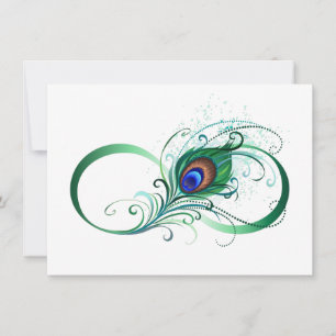 Infinity Symbol with Peacock Feather Thank You Card