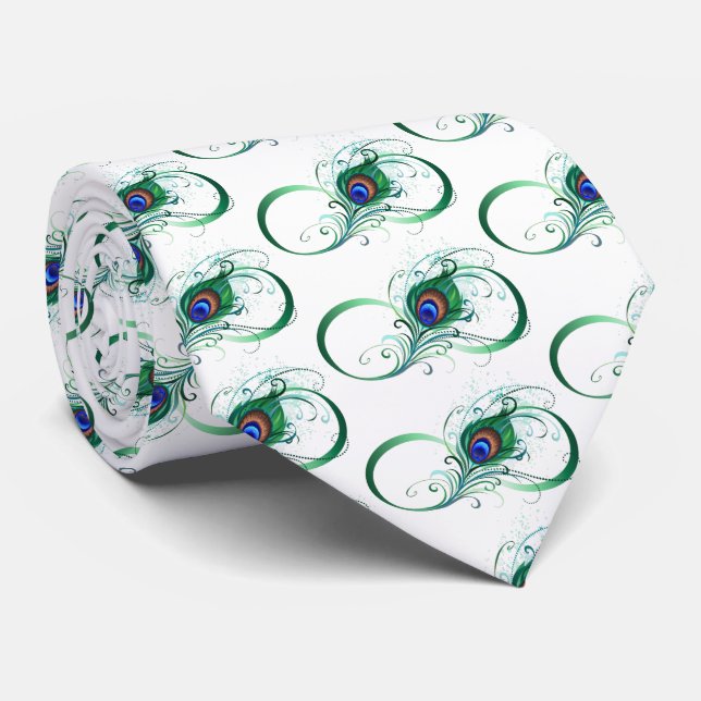 Infinity Symbol with Peacock Feather Tie (Rolled)