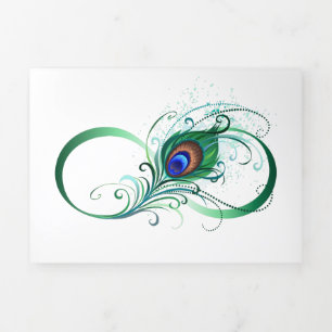 Infinity Symbol with Peacock Feather Tri-Fold Holiday Card