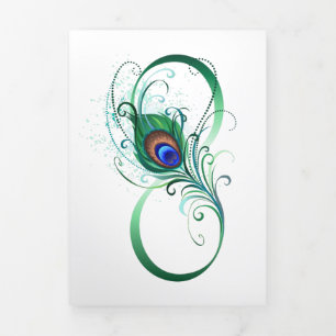 Infinity Symbol with Peacock Feather Tri-Fold Holiday Card