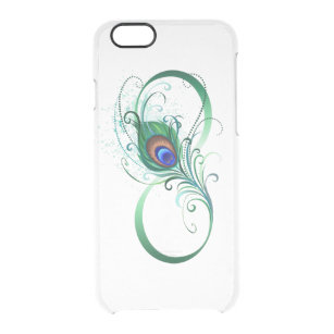 Infinity Symbol with Peacock Feather Clear iPhone 6/6S Case