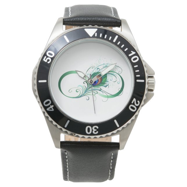 Infinity Symbol with Peacock Feather Watch (Front)