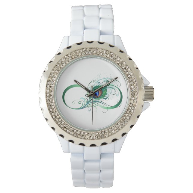 Infinity Symbol with Peacock Feather Watch (Front)