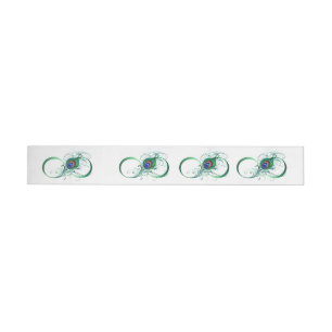 Infinity Symbol with Peacock Feather Wrap Around Label