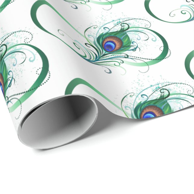 Infinity Symbol with Peacock Feather Wrapping Paper (Roll Corner)