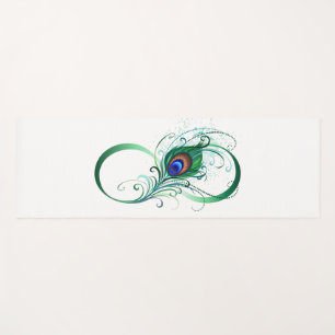Infinity Symbol with Peacock Feather Yoga Mat