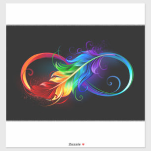Infinity Symbol with Rainbow Feather