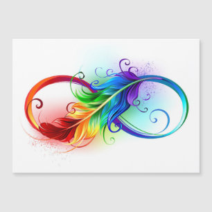 Infinity Symbol with Rainbow Feather