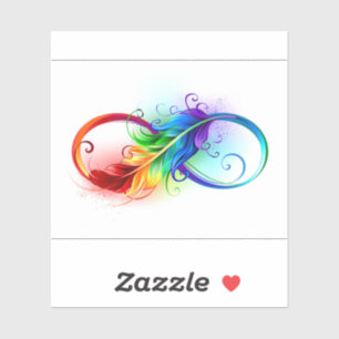 Infinity Symbol with Rainbow Feather